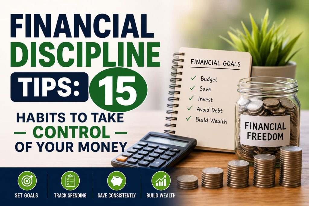 Financial discipline tips showing 15 habits to take control of your money