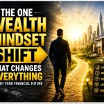 Wealth mindset shift showing a man moving from financial struggle toward financial freedom, greater opportunities, and lasting wealth